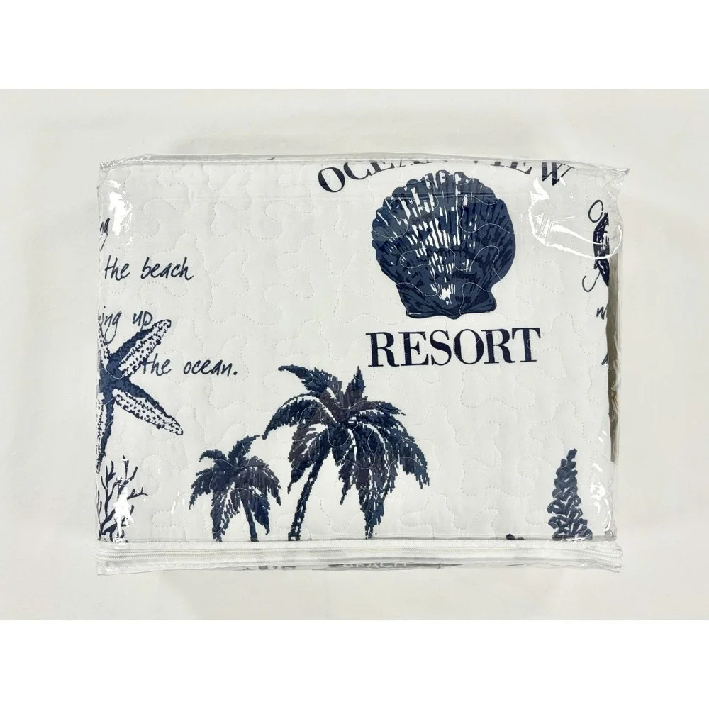 Great‎ Bay Home Catalina Coastal Quilt Set Twin Twin XL Reversible Navy Blue New